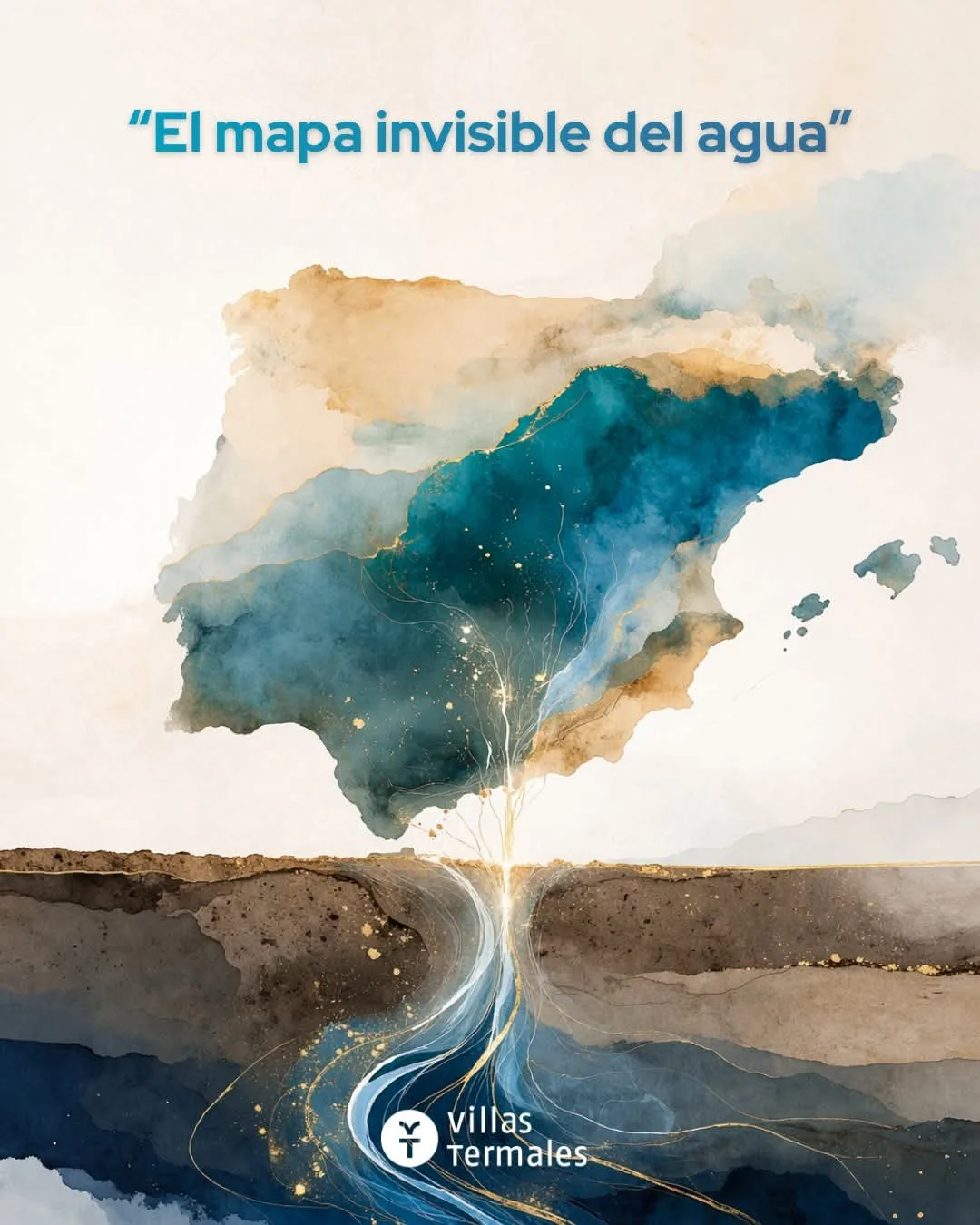 Mappa illustrata della penisola iberica con le acque minerali